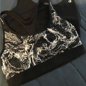 2 XL Champion Sports Bras Black and Black/White. UEC